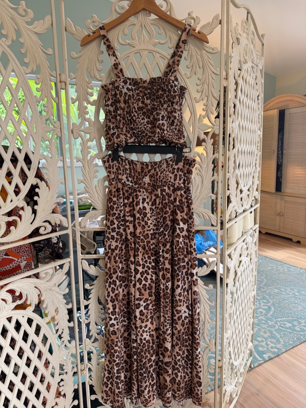 Paper Heart Leopard Print Skirt Set - Brown & Black